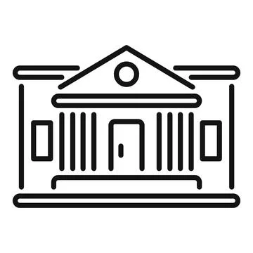 Simple line drawing of a courthouse building with columns Ilustración de archivo