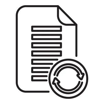 Simple line drawing of a document page being updated or refreshed Stock Illustration