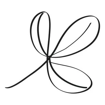 Simple line drawing of a dragonfly with four wings Иллюстрация