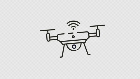 Simple line drawing of a drone with wifi waves. Ideal for technology blogs, Stock Footage 314514009