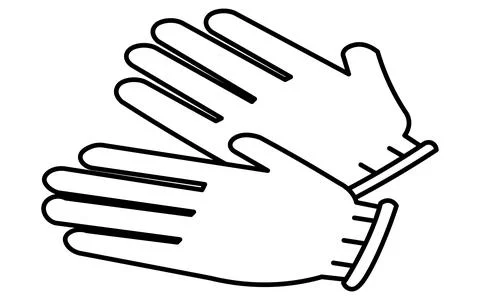 Simple line drawing of emergency kit, white work gloves, isometric illustrati Illustrazione stock