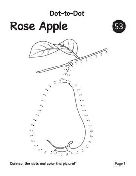 Simple Line Drawing Exercise Featuring Rose Apple Connect The Dots Worksheet Stock Illustration