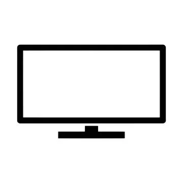 Simple line drawing of a flat screen monitor with stand isolated on clear b.. Stock Illustration