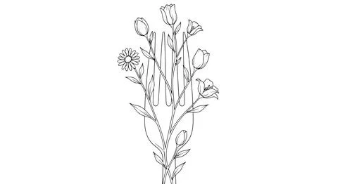 Simple line drawing of flowers Stock Illustration