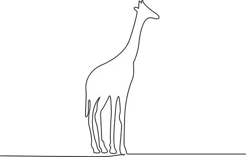 Simple line drawing of a giraffe standing Vector Illustrazione stock