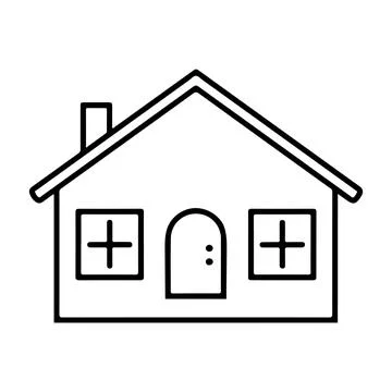 Simple Line Drawing of a Home vector on white background Stock Illustration