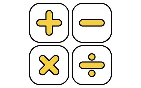 Simple line drawing icon of arithmetic quadratic operations Stock Illustration