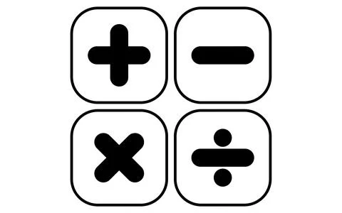 Simple line drawing icon of arithmetic quadratic operations Illustrazione stock