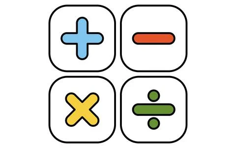 Simple line drawing icon of arithmetic quadratic operations Stock Illustration