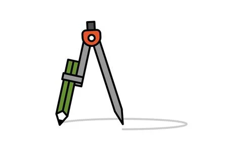 Simple line drawing icon of a circle with compass Illustrazione stock