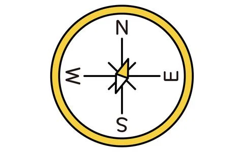 Simple line drawing icon of a compass pointing north-northeast Stock Illustration