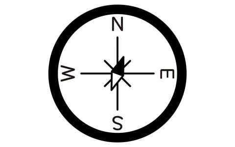 Simple line drawing icon of a compass pointing north-northeast Stock Illustration