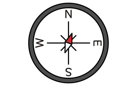 Simple line drawing icon of a compass pointing north-northeast Stock Illustration