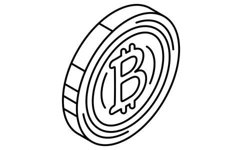 Simple line drawing icon of cryptographic assets, digital currency concept .. Stock Illustration