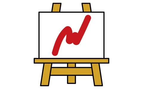 Simple line drawing icon of easel and campus Stock Illustration