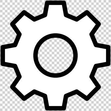 A simple line drawing icon of a gear representing settings Stock Illustration