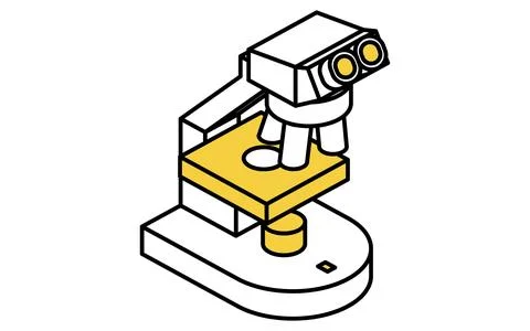 Simple line drawing icon of microscope, isometric illustration Illustrazione stock