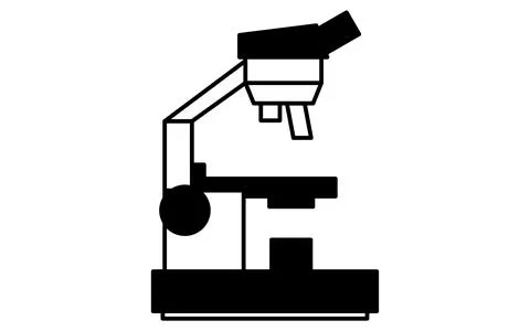 Simple line drawing icon of microscope Stock Illustration