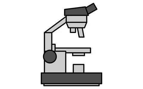 Simple line drawing icon of microscope Stock Illustration
