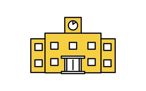 Simple line drawing icon of school building icon Ilustración de archivo