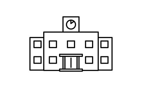 Simple line drawing icon of school building icon Ilustración de archivo