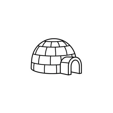 Simple line drawing of an igloo on white background Stock Illustration