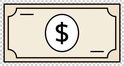 Simple line drawing illustration of dollar bill (light brown) Stock Illustration