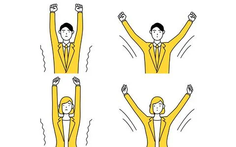 Simple line drawing illustration of man and woman in a suit stretching and .. Stock-Illustration