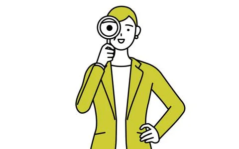 Simple line drawing illustration of a Senior woman in suit,female manager, ca Stock Illustration