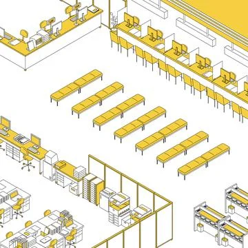Simple line drawing isometric illustration of a table for filling out forms.. Stock Illustration