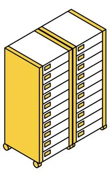 Simple line drawing isometric illustration of document case long Stock Illustration