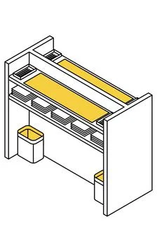 Simple line drawing isometric illustration of a waist-high document bookkee.. Stock Illustration
