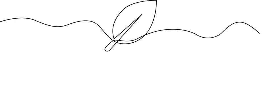 Simple line drawing of a leaf floating on water Stock Illustration