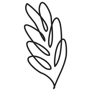 Simple line drawing of a leaf with multiple leaflets Stock Illustration