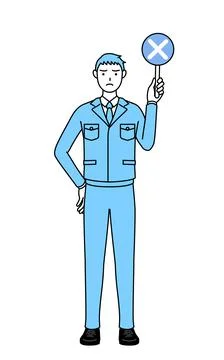 Simple line drawing of a Man in work clothes holding a bar of buts indicating Stock Illustration
