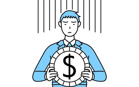 Simple line drawing of a Man in work clothes, an image of exchange loss or do Stock Illustration