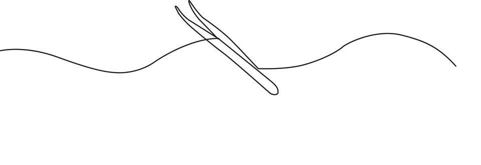 Simple line drawing of a needle and thread Illustrazione stock