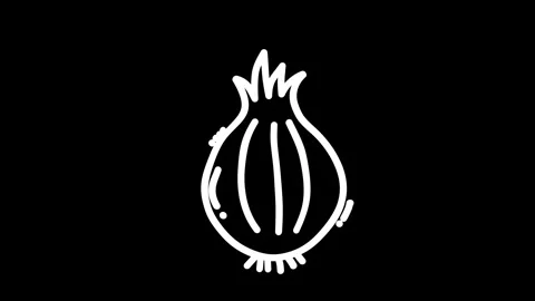 Simple line drawing of an onion on a black background, suitable for culinar.. Stock Footage 320023465