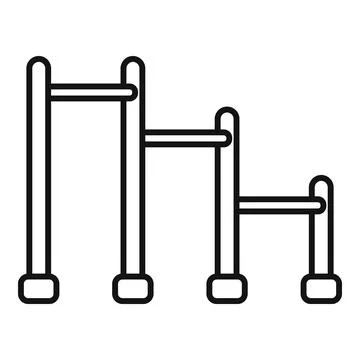 Simple line drawing of an outdoor training apparatus with three bars at diffe 스톡 일러스트