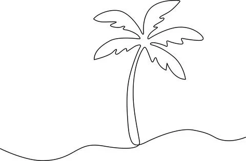 A simple line drawing of a palm tree with a curved base line Vector 库存插图
