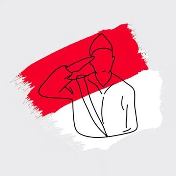 Simple line drawing of a person with a red background Stock Illustration