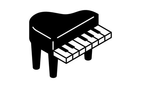 Simple line drawing of piano icon, isometric illustration Stock Illustration