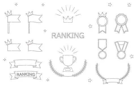 Simple line drawing ranking icon set, no text Illustrazione stock