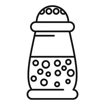 Simple line drawing of a salt and pepper shaker, showing the seasoning inside Stock Illustration