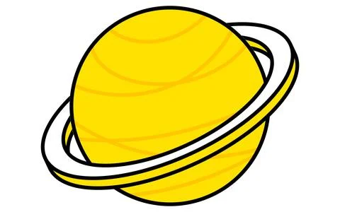 Simple line drawing of Saturn, isometric illustration 스톡 일러스트