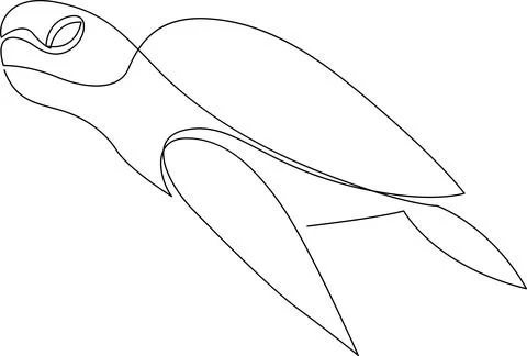 A simple line drawing of a sea turtle swimming gracefully in the ocean. Vecto Illustrazione stock