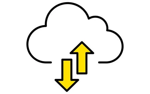 Simple line drawing to send and receive data via cloud services Illustrazione stock