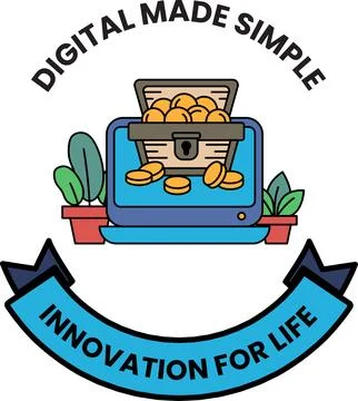 Simple line drawing shows digital transformation イラスト素材