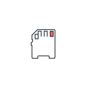 A simple line drawing of a sim card with a red rectangle Stock Illustration