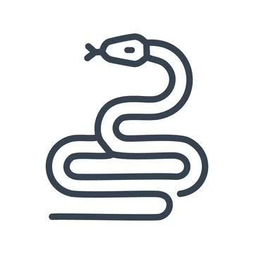 Simple line drawing of a snake. A minimalistic line drawing of a serpent, a.. Stock Illustration
